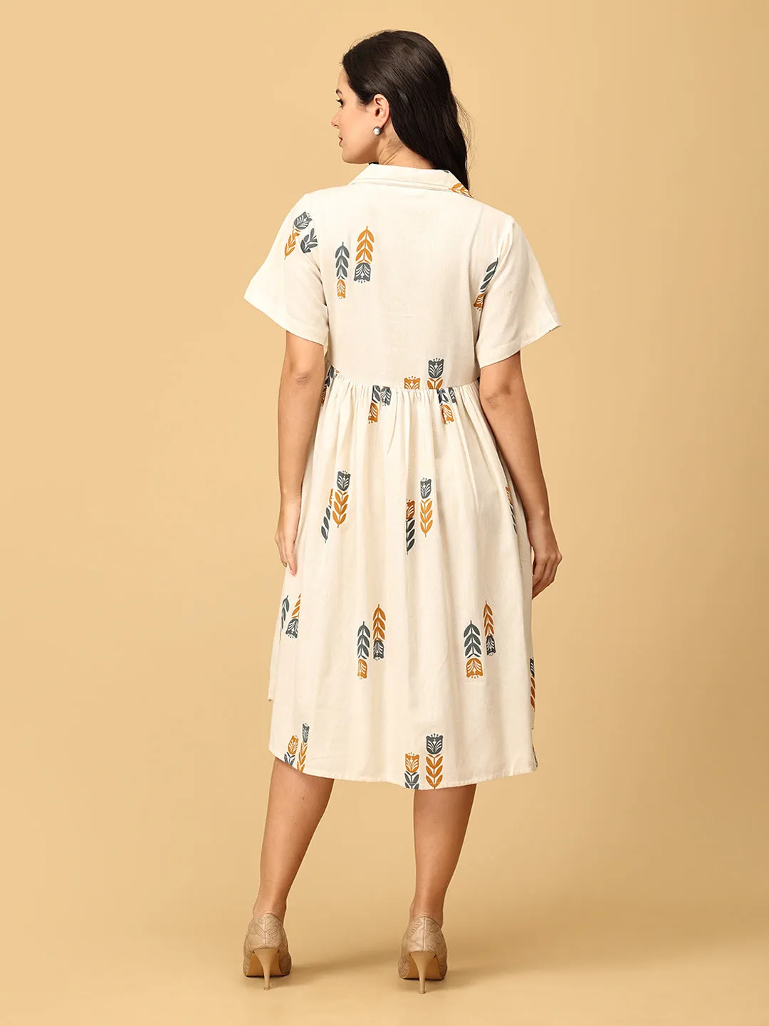 Ivory Éclat Khadi Women's Dress