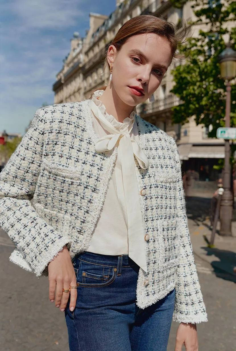 Jackie Wool Tweed Jacket - Ivory