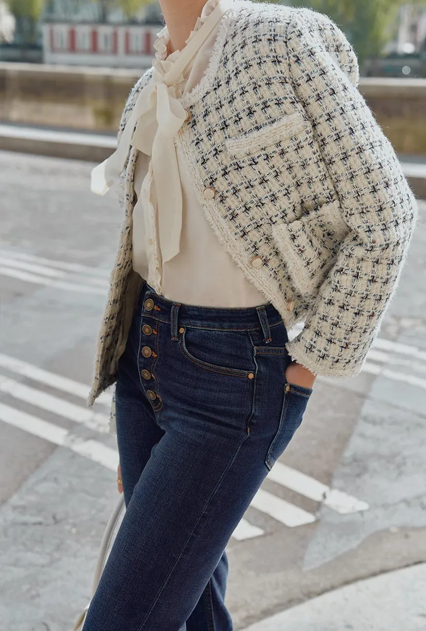 Jackie Wool Tweed Jacket - Ivory