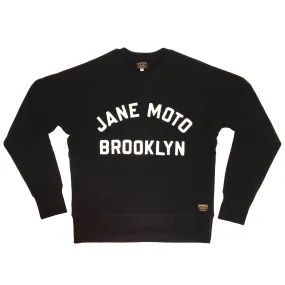 JANE ORGANIC COTTON CREWNECK SWEATSHIRT with WHITE FELT LETTERING - BLACK