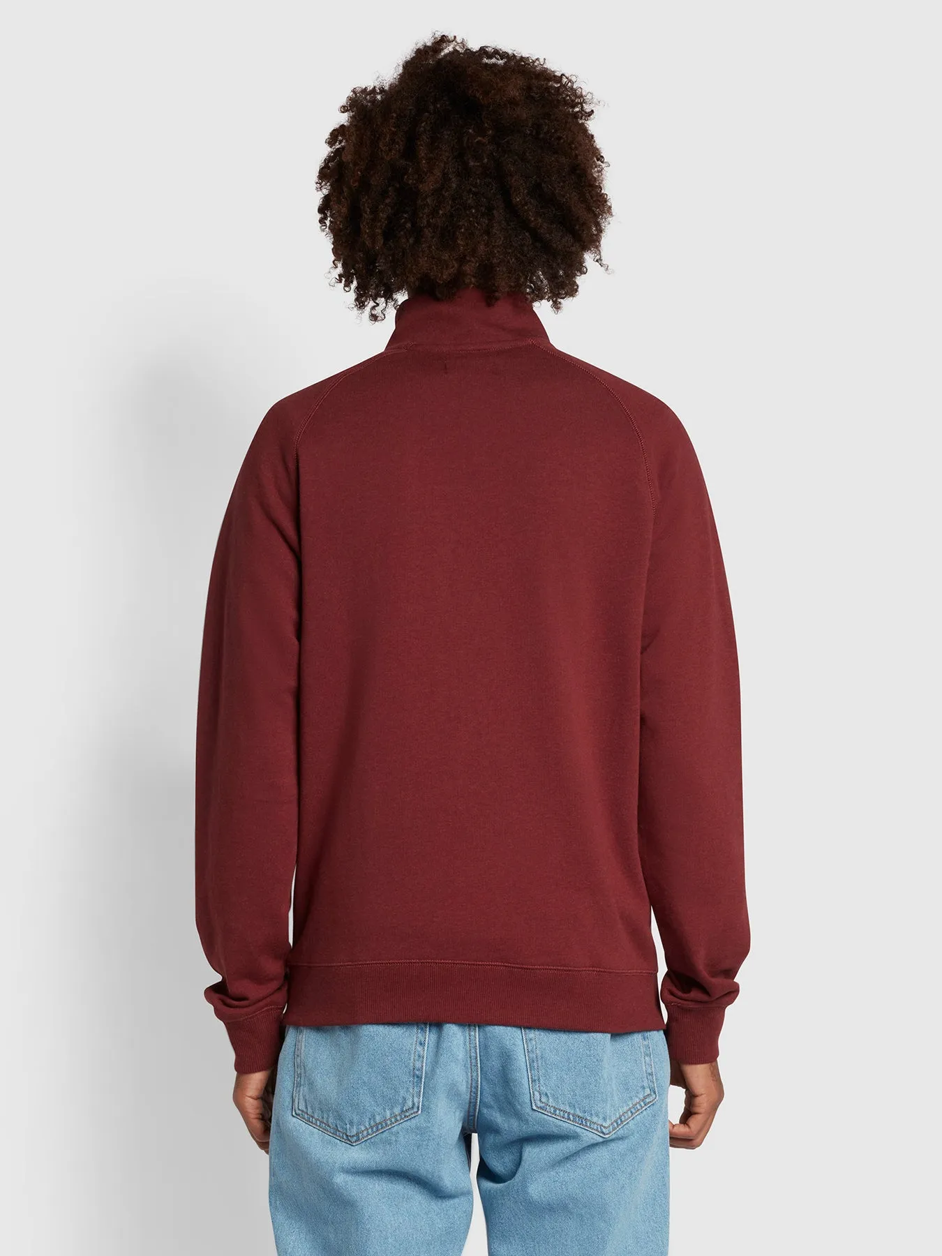 Jim Organic Cotton Quarter Zip Sweatshirt In Farah Red Marl