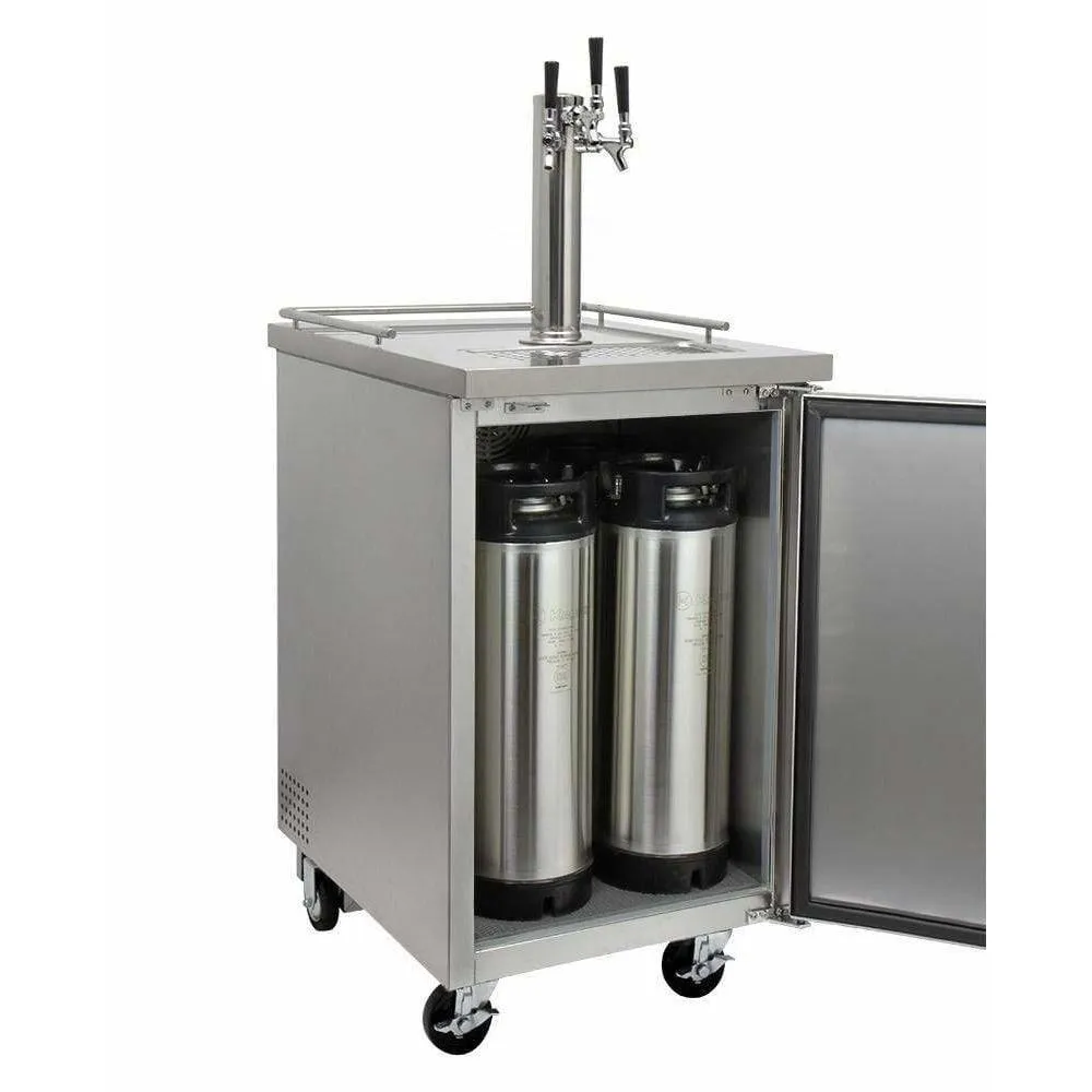 Kegco 24" Wide Kombucha Triple Tap All Stainless Steel Kegerator KOMC1S-3