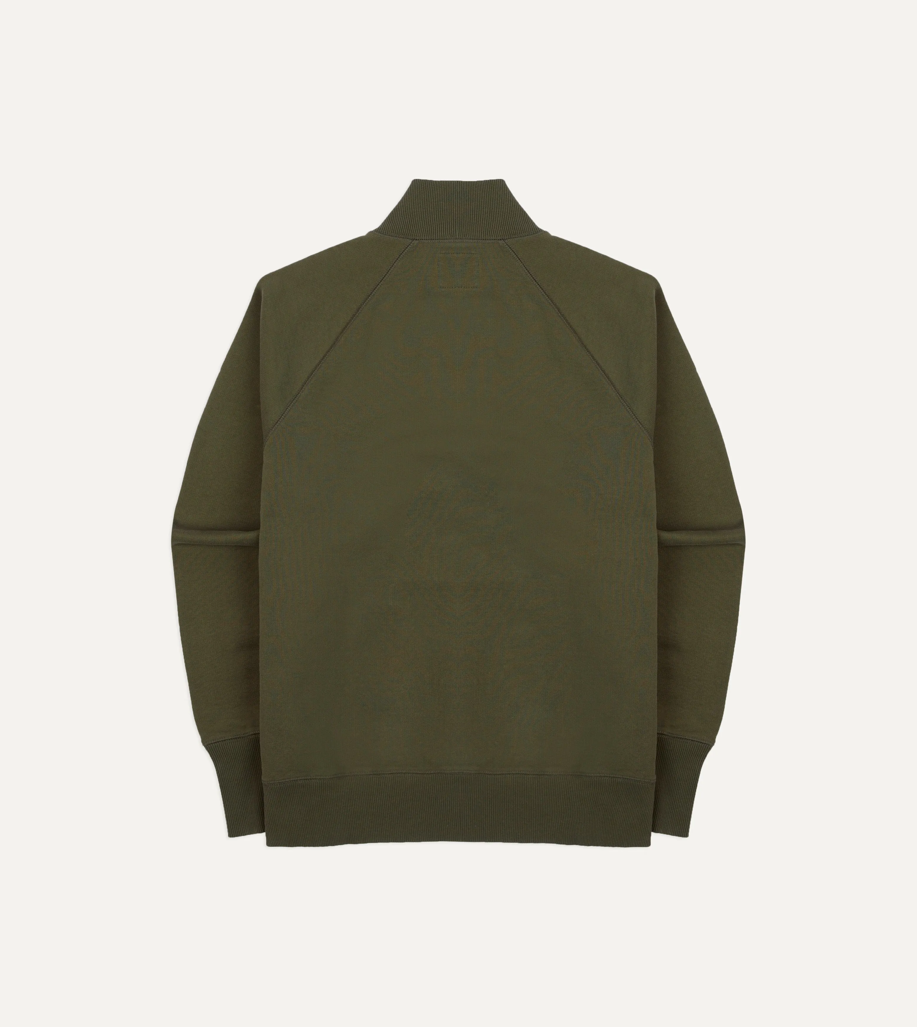 Khaki Green Cotton Quarter Zip Sweatshirt