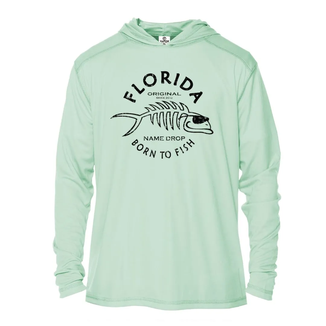 Kids Born to Fish Sun Shirt UPF50 - Florida or Custom Location