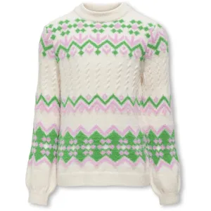 kids ONLY Cloud Dancer Bonbon / Island Green Annabelle Pullover Knit