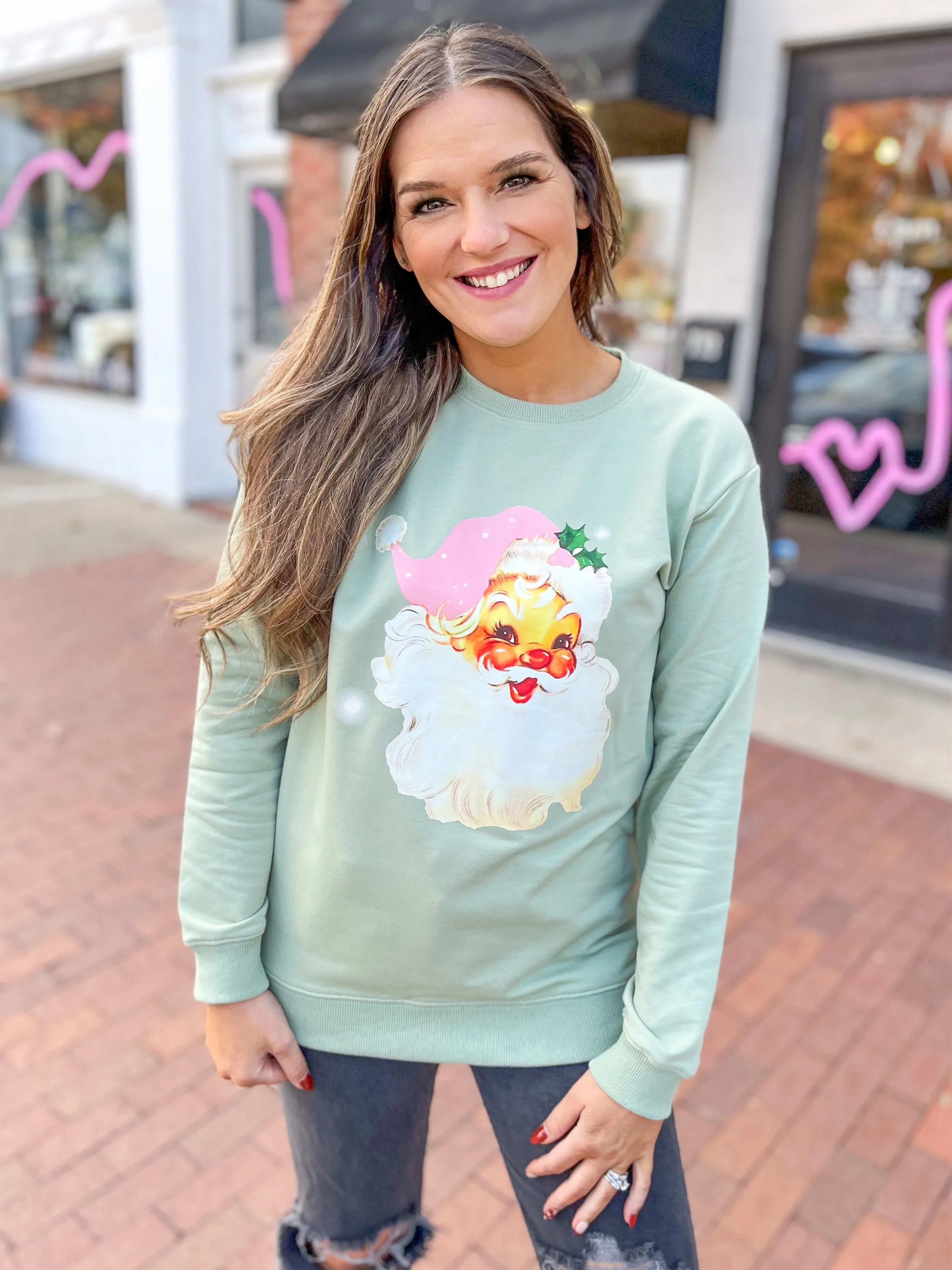 Light Green Vintage Santa Sweatshirt