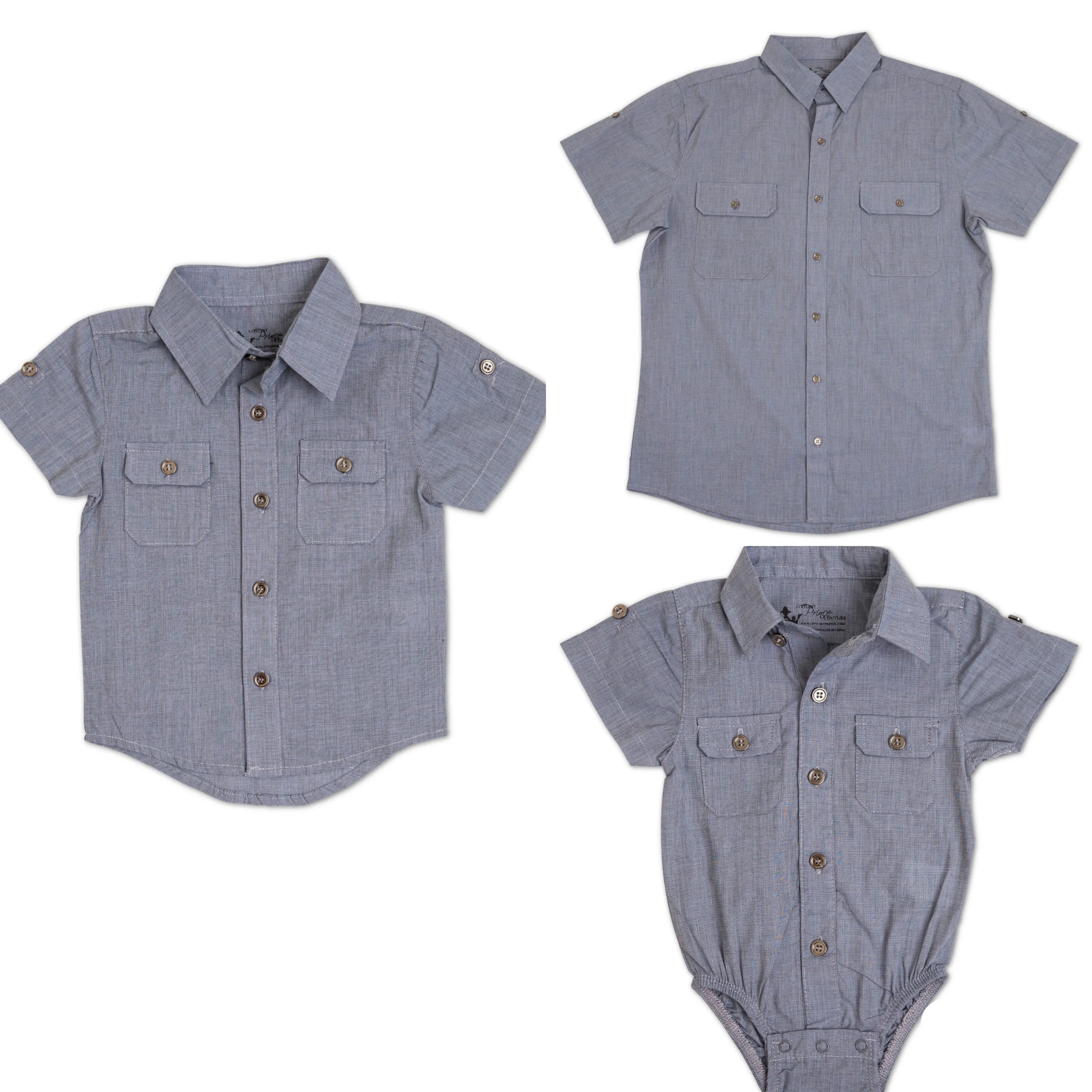 Littlest Prince Steel Blue Short Sleeve