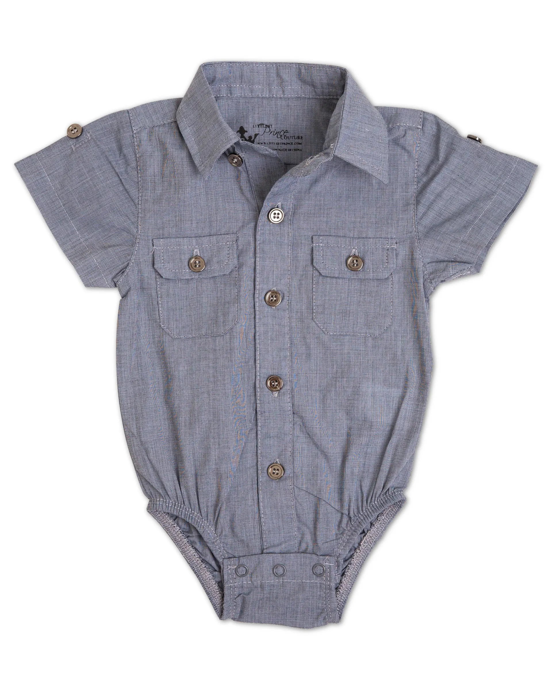 Littlest Prince Steel Blue Short Sleeve