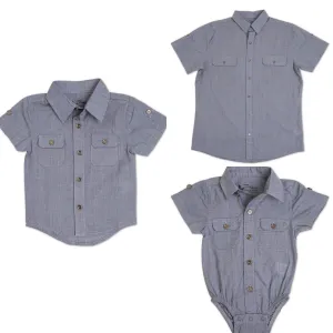 Littlest Prince Steel Blue Short Sleeve