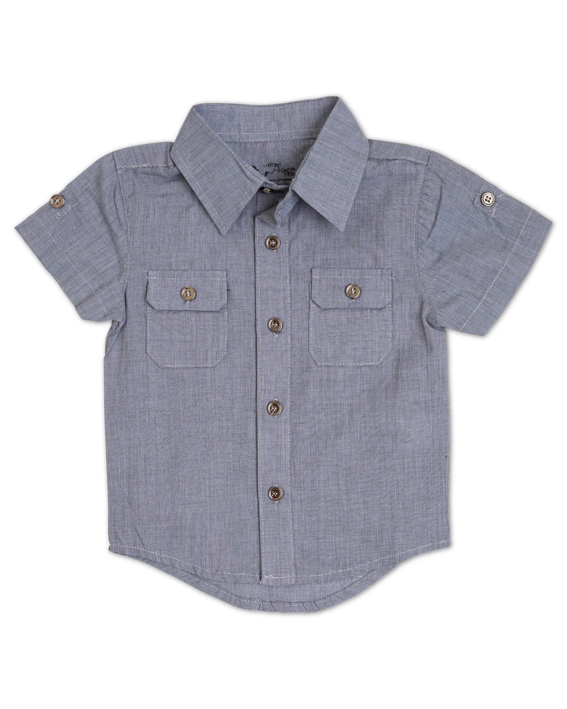 Littlest Prince Steel Blue Short Sleeve