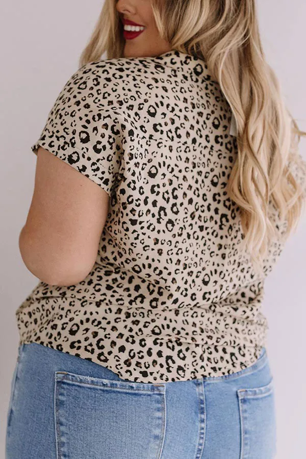 London And Lattes Leopard Button Up Top In Iced Latte Curves