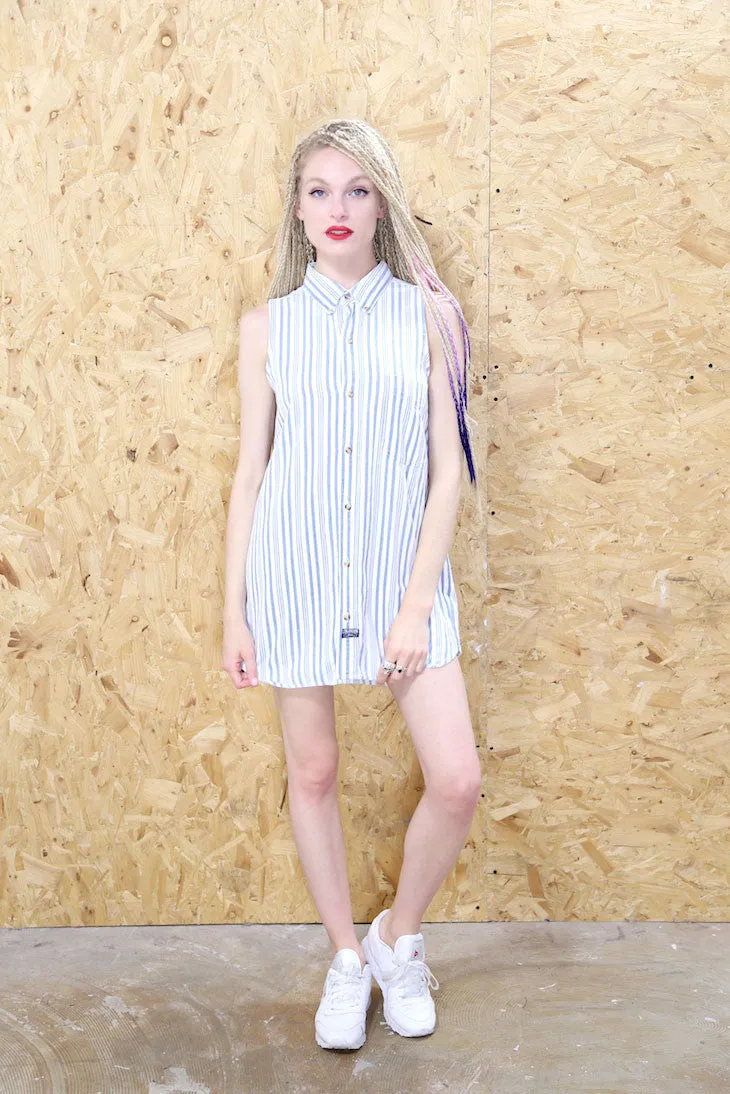 LOOT LABEL Striped Denim Shirt Dress