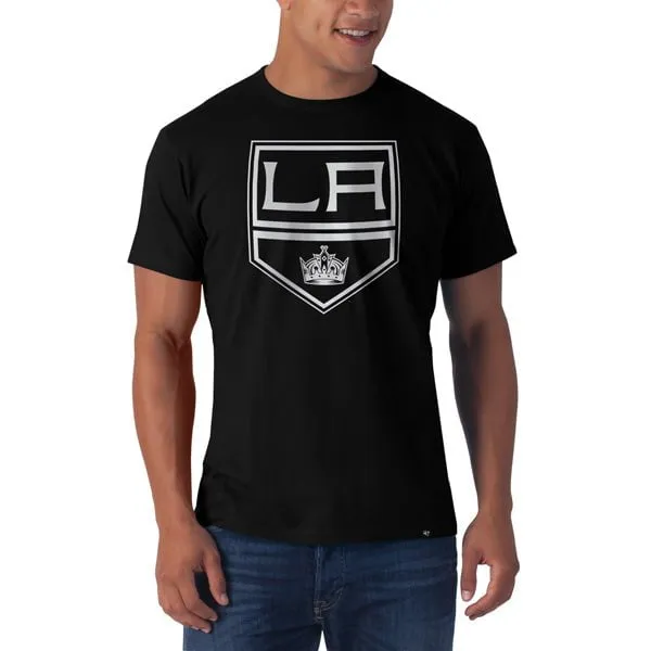 Los Angeles Kings 47 Brand Black Silver Logo Basic Scrum Cotton T-Shirt