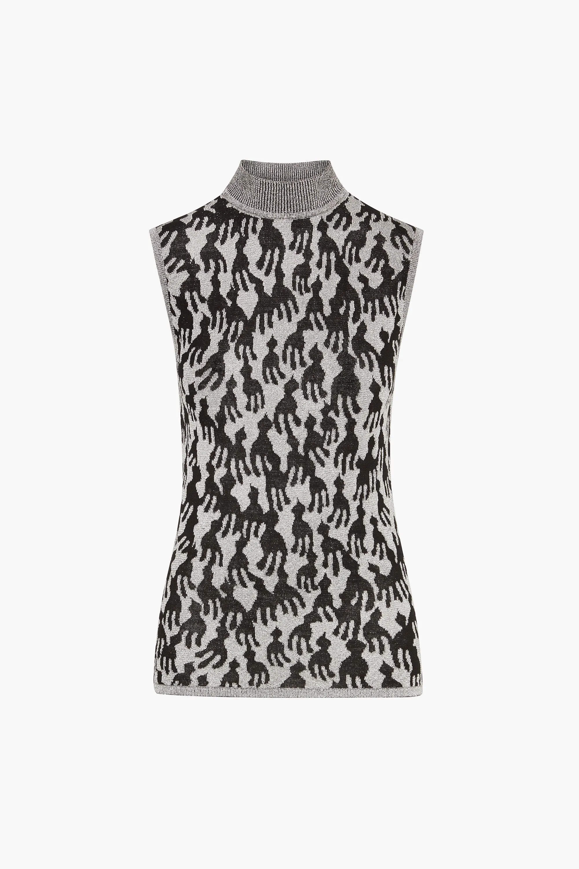 LUREX JACQUARD MOCK NECK TANK