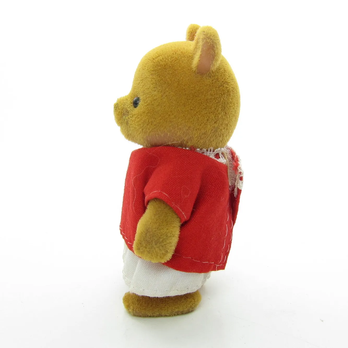 Maple Town Bonny Bear Flocked Animal Figure with Red Dress