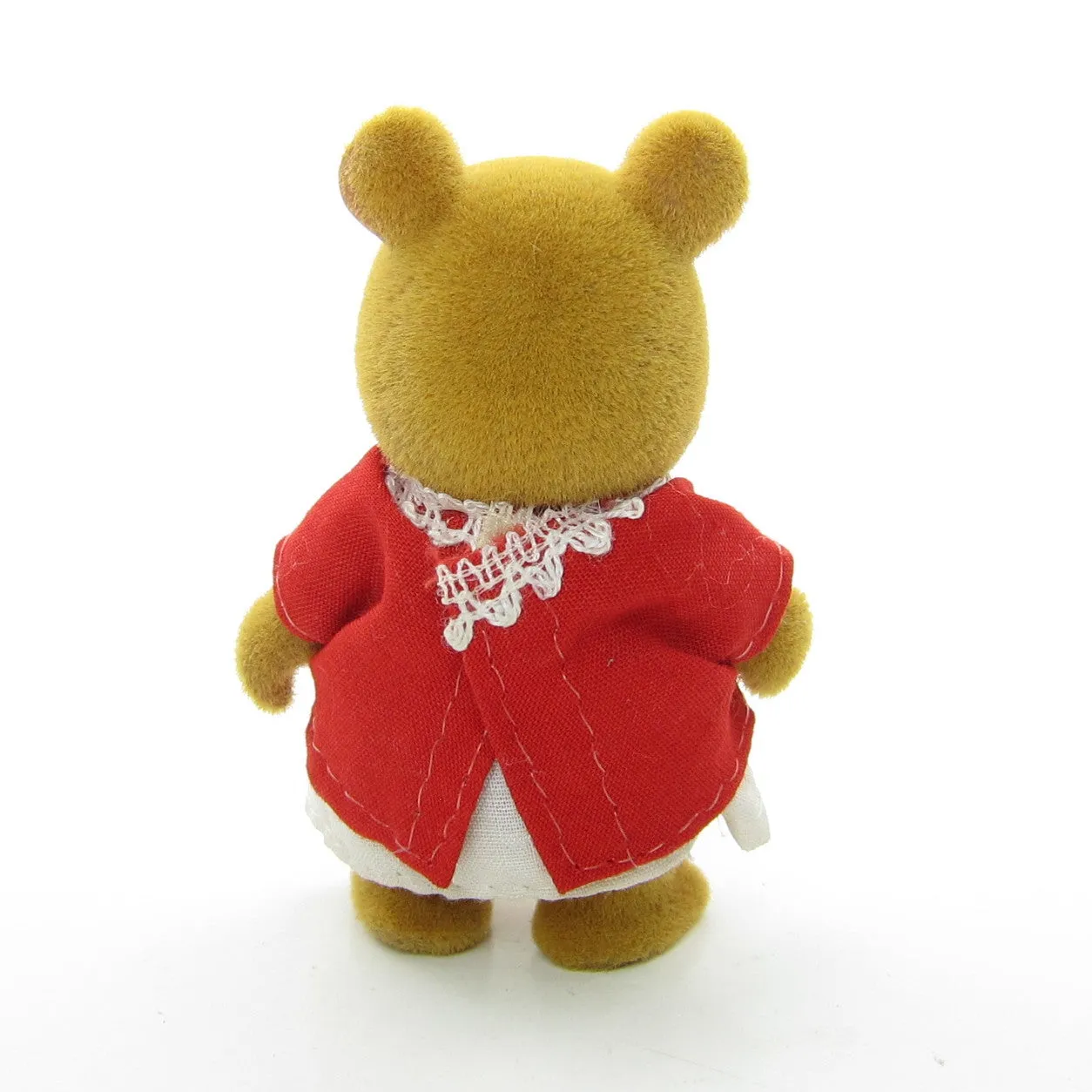 Maple Town Bonny Bear Flocked Animal Figure with Red Dress