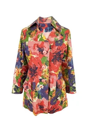 Marguerite Rubel Vintage Multicoloured Short Floral Mod Coat, 1960s