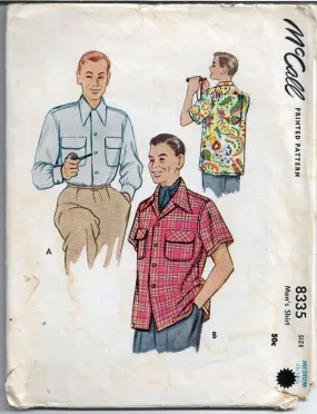 McCall 8335 Vintage Sewing Pattern 1950s Mens Dress Shirt