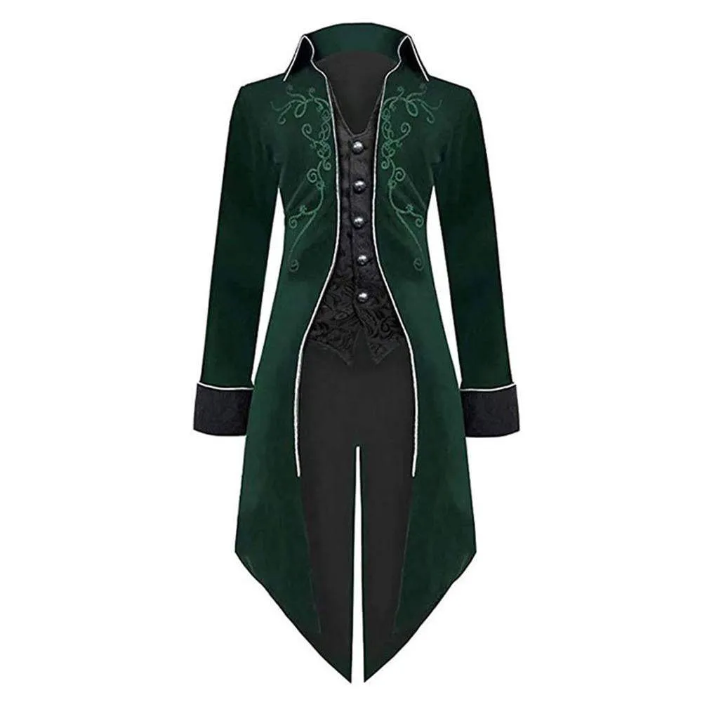 Medieval Steampunk Tailcoat Halloween Costumes Vampire Gothic Jackets Vintage Coat For Men