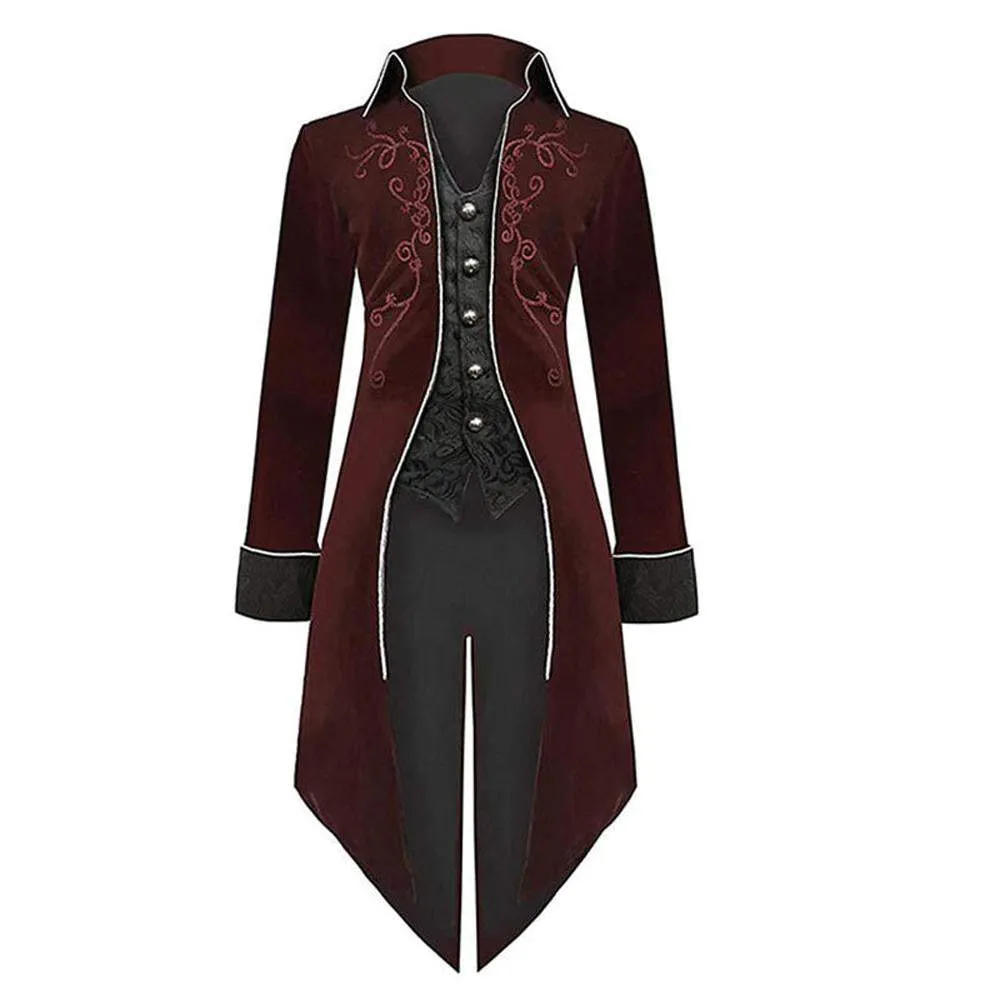 Medieval Steampunk Tailcoat Halloween Costumes Vampire Gothic Jackets Vintage Coat For Men