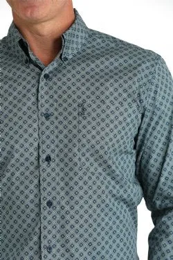 Men's Cinch Modern Fit Geometric Print Button in Navy - MTW1347112