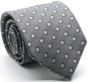 Mens Dads Classic Geometric Pattern Business Casual Necktie & Hanky Set KO