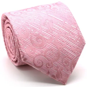 Mens Dads Classic Pink Paisley Pattern Business Casual Necktie & Hanky Set FO-7