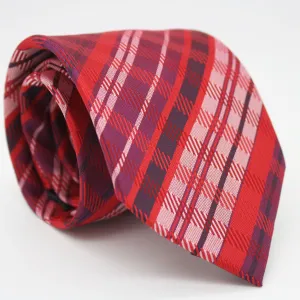 Mens Dads Classic Red Striped Pattern Business Casual Necktie & Hanky Set VO-4