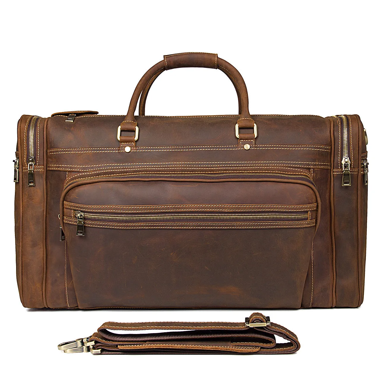 Men's Leather Duffle Bag, Anniversary Gift, Handmade Leather Weekender Bag, Larger Travel Outdoor Bag