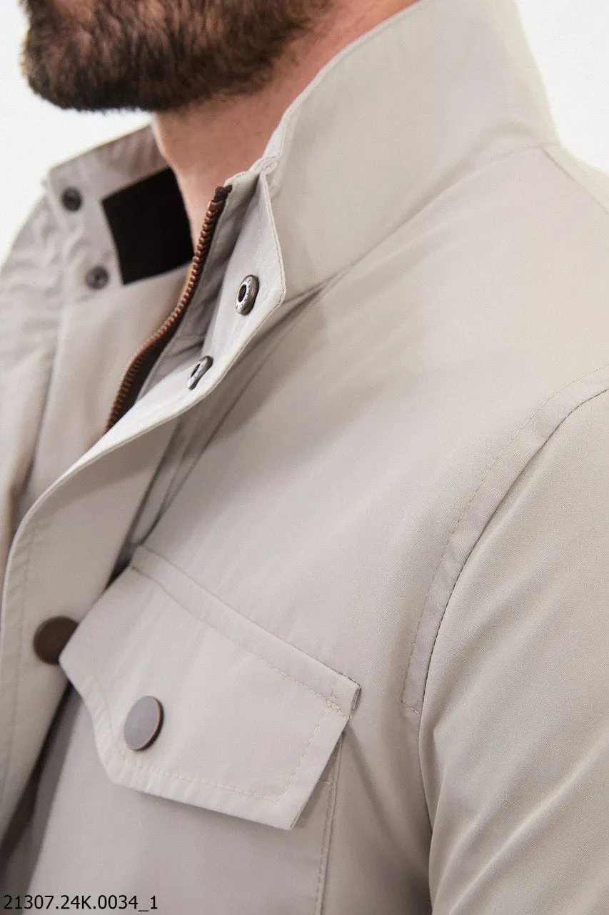 Men's Light Beige Utility Field Jacket