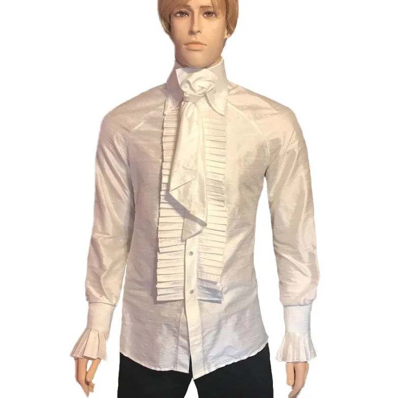 Men's Raglan Sleeve Silk Ruffle Dress Shirt