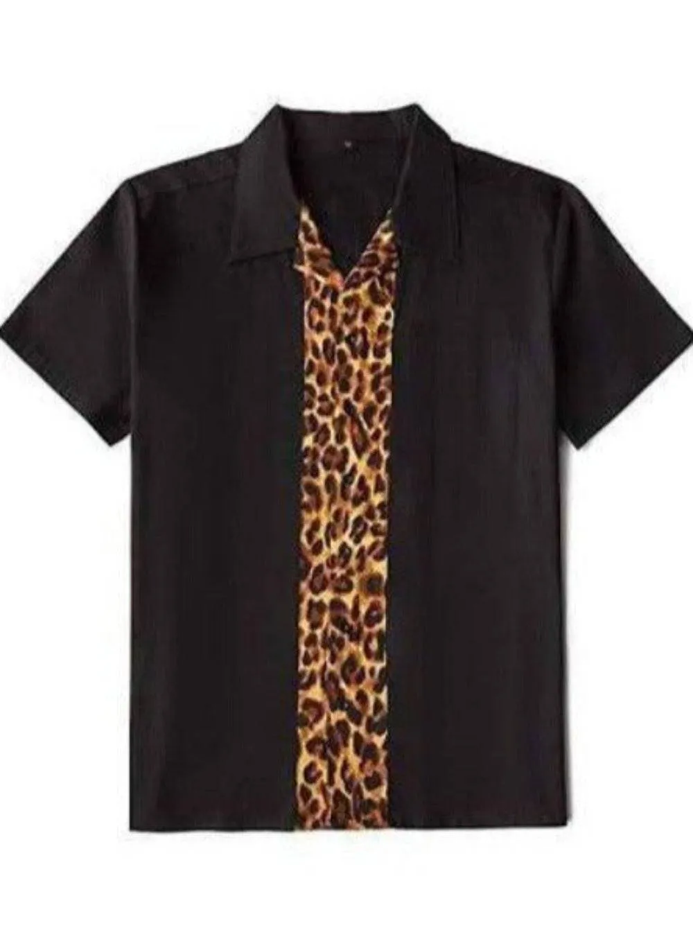 Mens Vintage Style Bowling Dress Shirt - Leopard