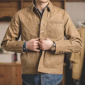 Men's Vintage Waxed Canvas Jacket Trucker Coat