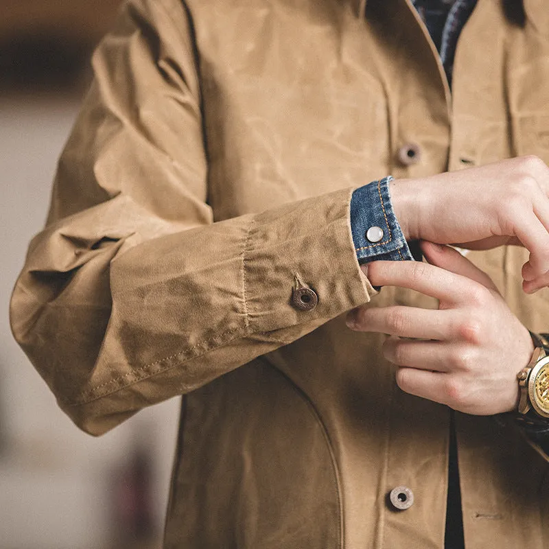 Men's Vintage Waxed Canvas Jacket Trucker Coat