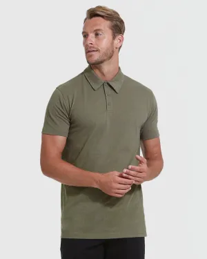 Military Green Short Sleeve Tall Polo