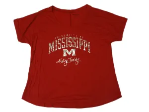 Mississippi State Bulldogs WOMENS Maroon "Hotty Toddy" SS V-Neck T-Shirt (M)