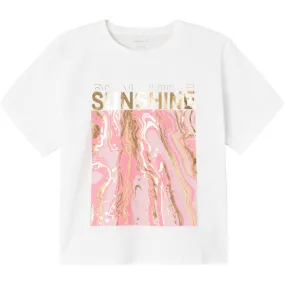 Name It Bright White Pink Nectar Javase Loose Short T-Shirt