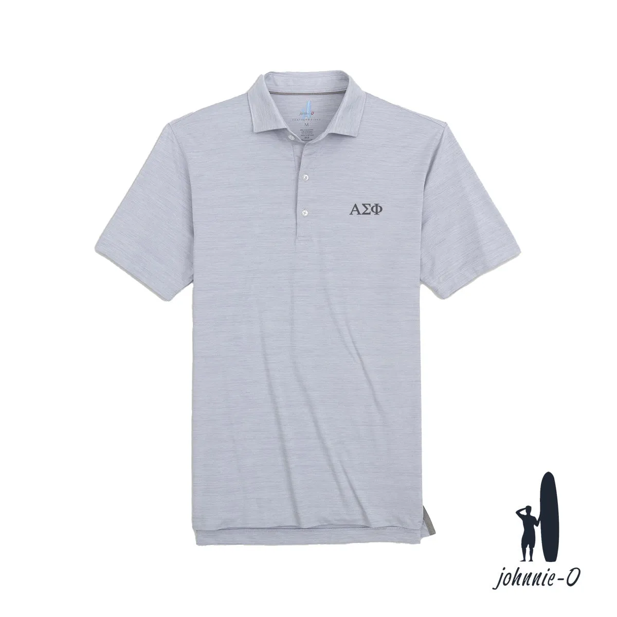 New! Alpha Sig Johnnie-O Heather Grey Polo