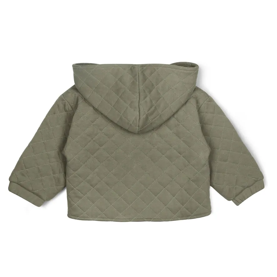 Olive Organic Quilted Hooded Jacket