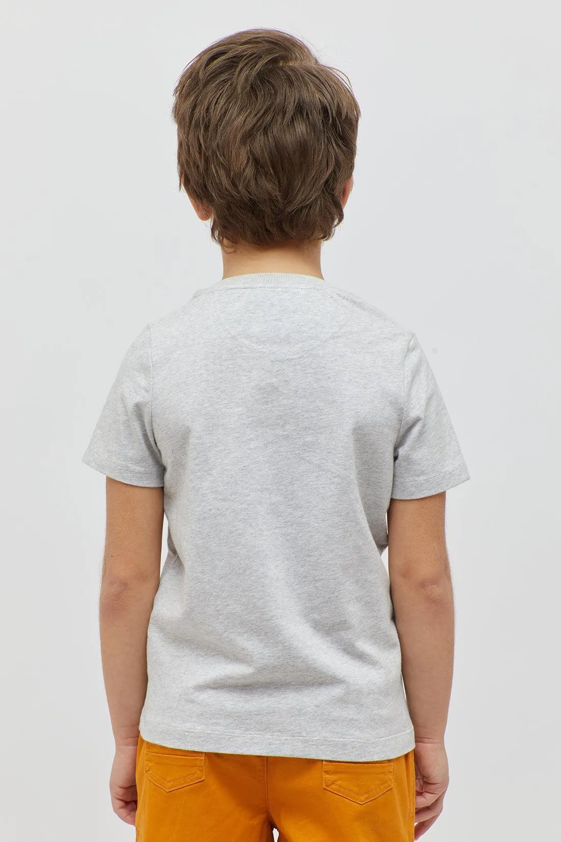 One Friday Baby Boys Grey Texture T-Shirt with Fun Prints