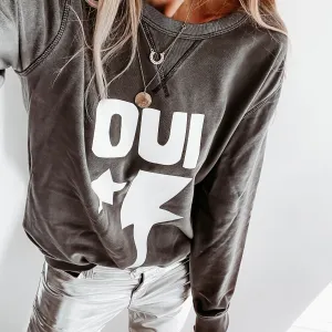 Oui vintage washed grey sweatshirt *boyfriend fit*