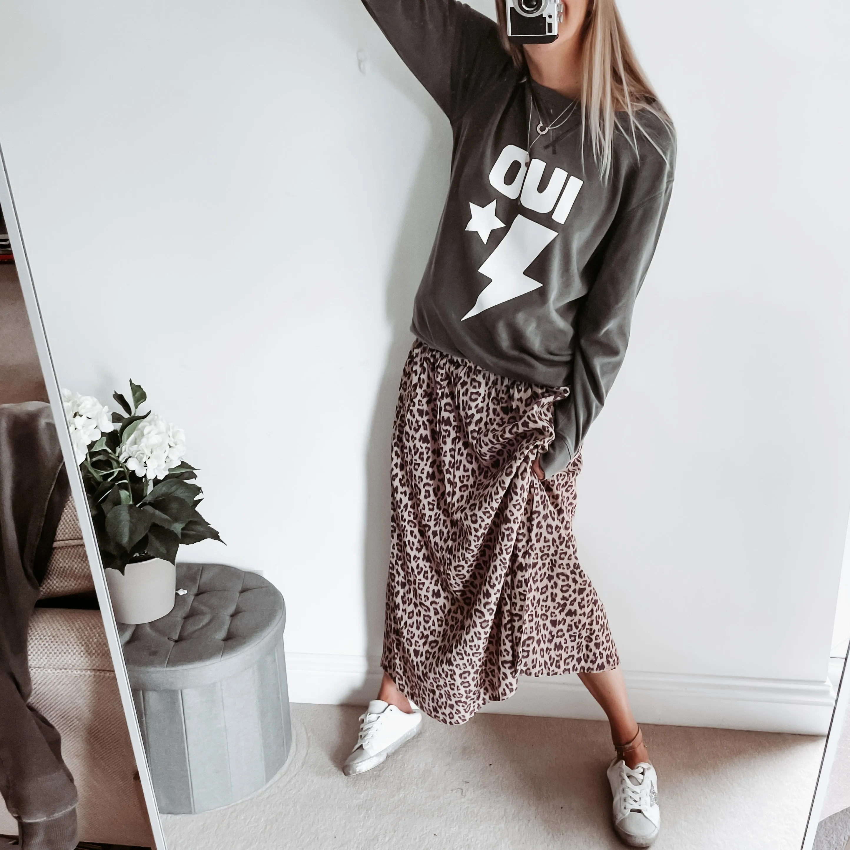 Oui vintage washed grey sweatshirt *boyfriend fit*