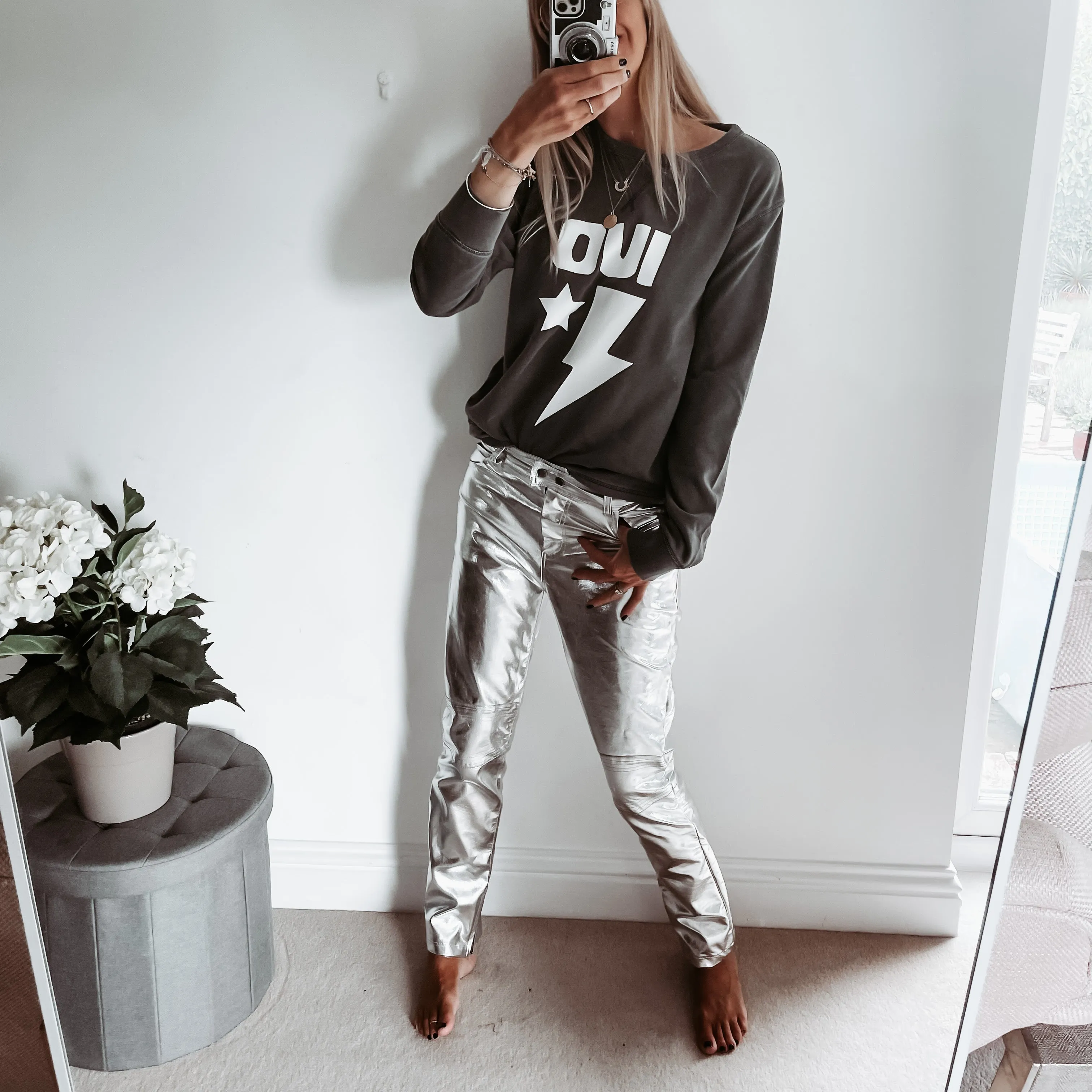 Oui vintage washed grey sweatshirt *boyfriend fit*