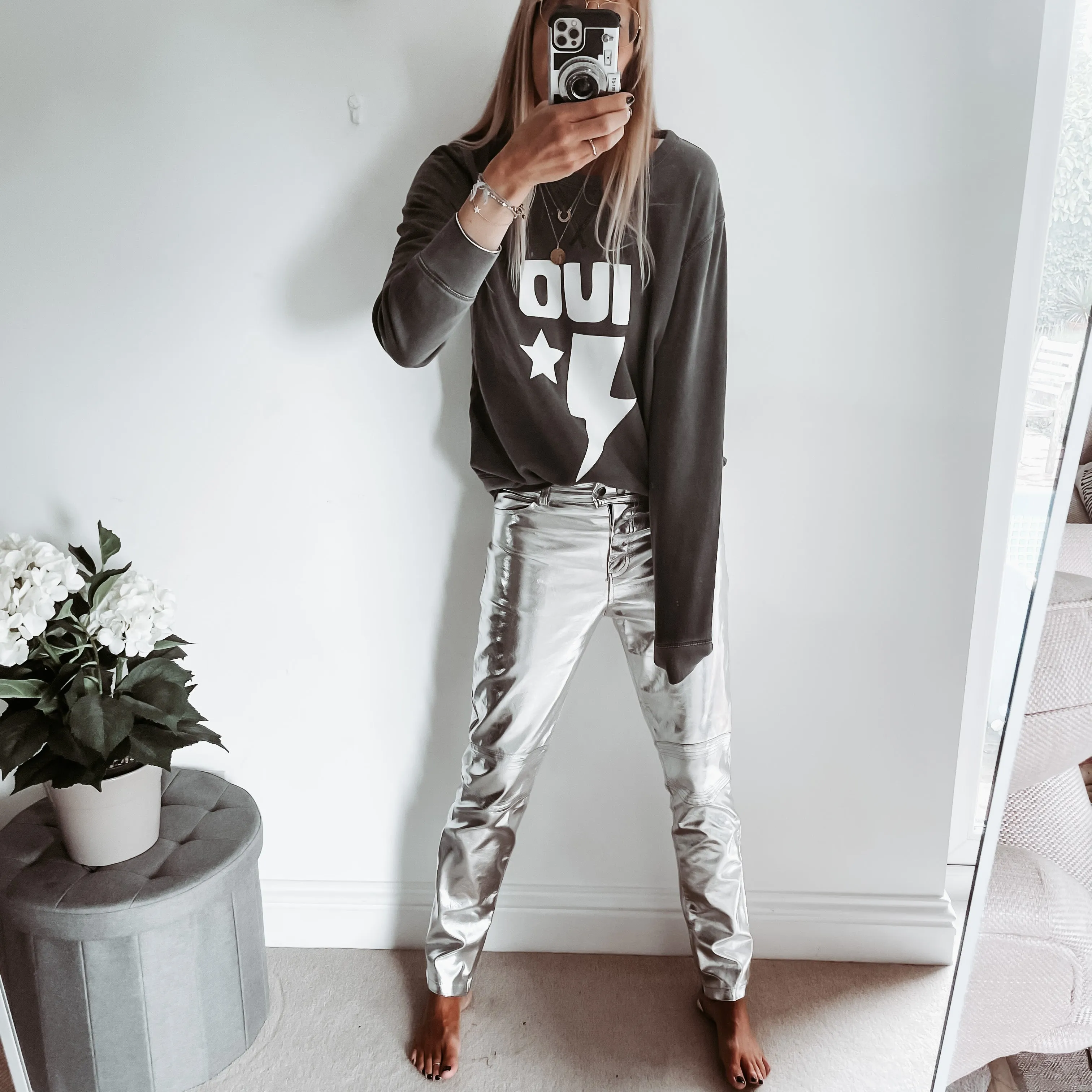 Oui vintage washed grey sweatshirt *boyfriend fit*