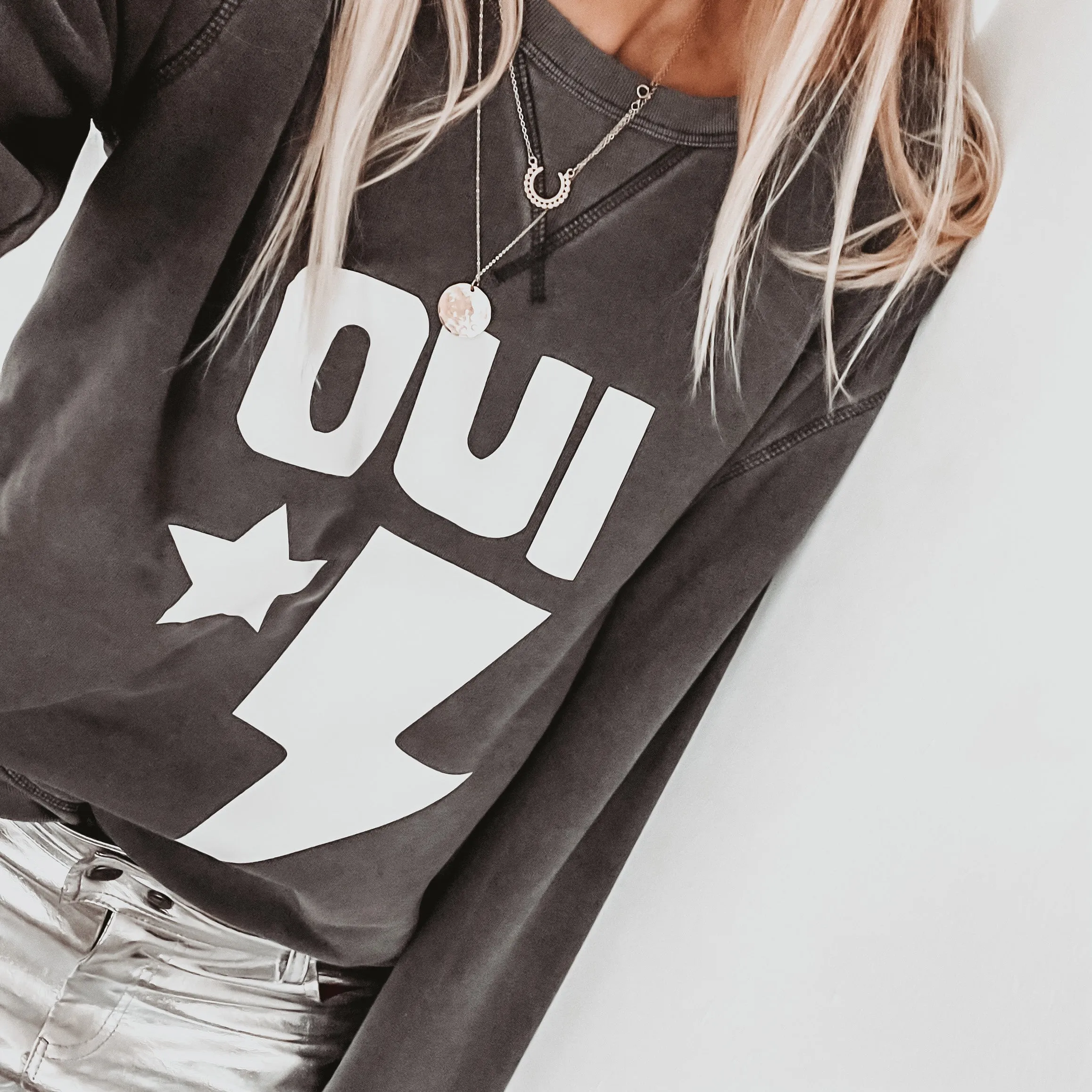 Oui vintage washed grey sweatshirt *boyfriend fit*