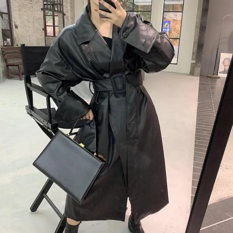 Oversized Trench Coat For Women, Black