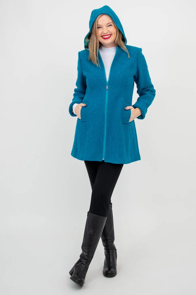 Pender Coat, Teal, Boiled Wool