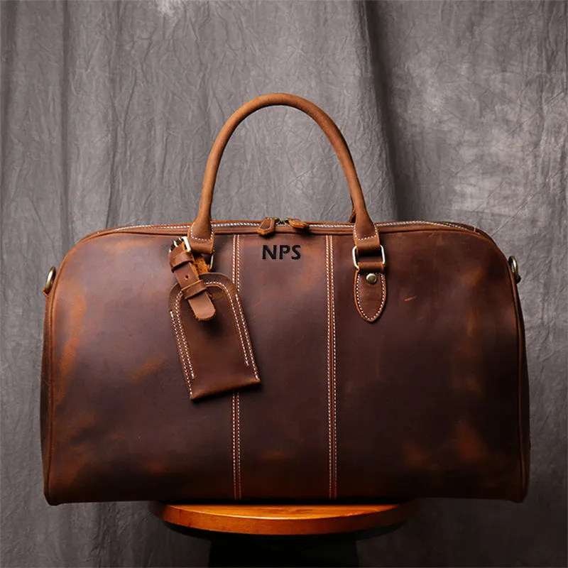 Personalized Duffle Bag Simple Vintage Leather Duffle Bag Good Big Size Travel Bag Gym bag