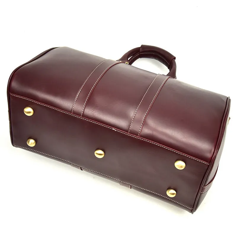 Personalized Vintage Full-grain Leather Duffle Bag, Good Travel Bag