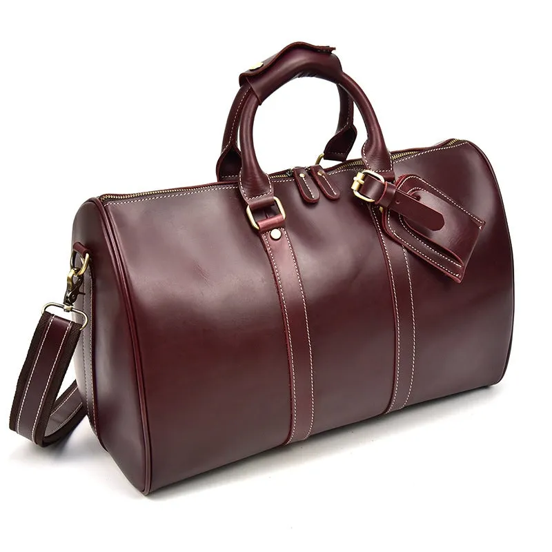 Personalized Vintage Full-grain Leather Duffle Bag, Good Travel Bag